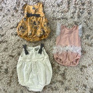 Floral and Ruffle Baby Romper Set Size 3-6 Months
